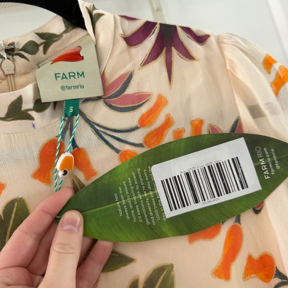 Farm Rio Winter Garden Ruffle Long Sleeve Maxi Dress Cream Floral Boho Size XS - Picture 7 of 9